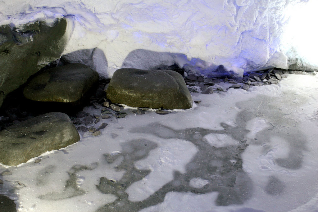 Ice puddle created in our Ice cave at The Snow Mill - Snow Business
