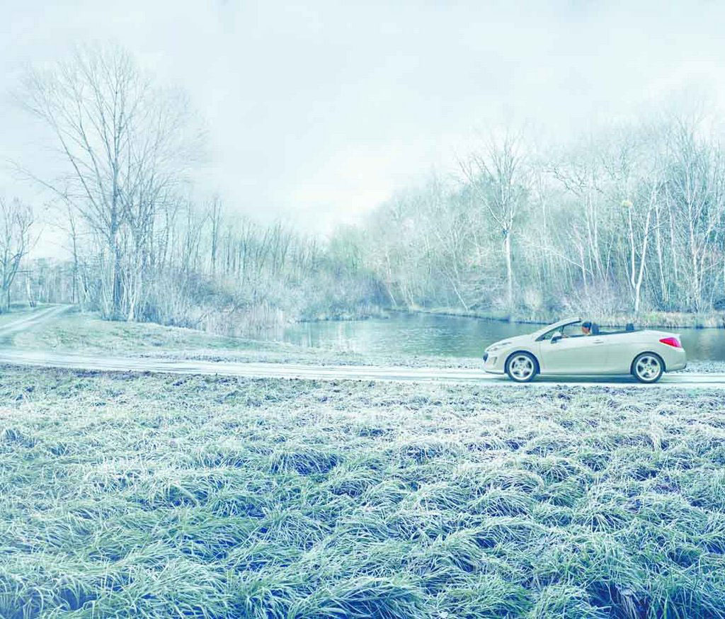 Frost effect on grass in car commercial by Snow Business