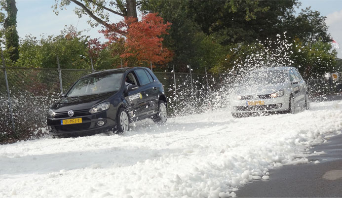 Real Snow being used for testing car braking ability