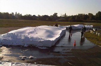 Real snow created on location for industrial testing