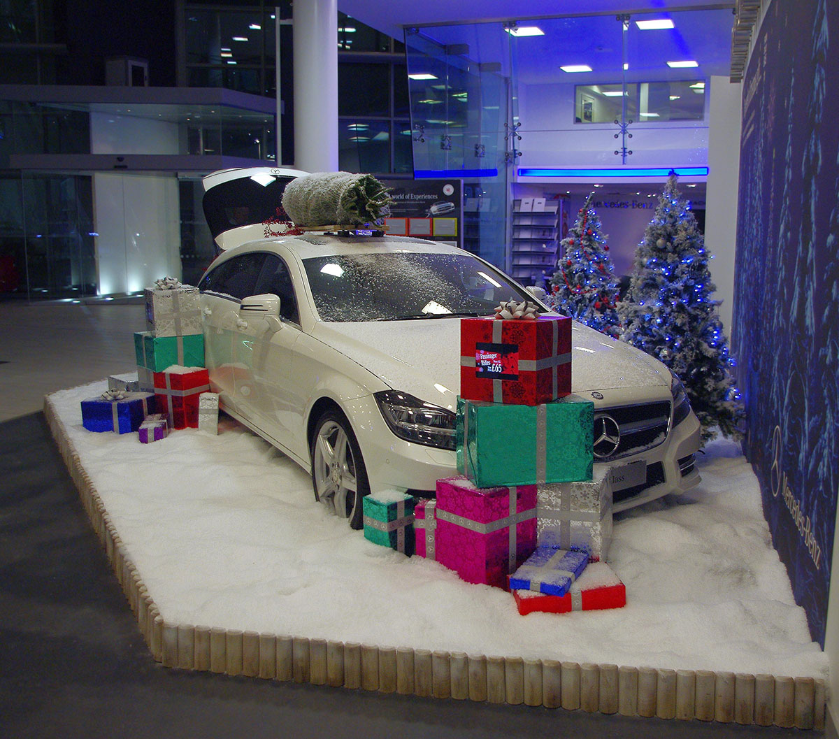 Display snow used in car showroom by Snow Business 