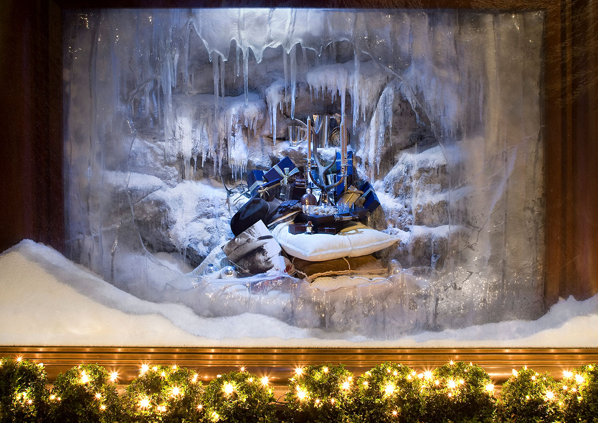 Icicles, display snow and vac form by Snow Business for Ralph Lauren