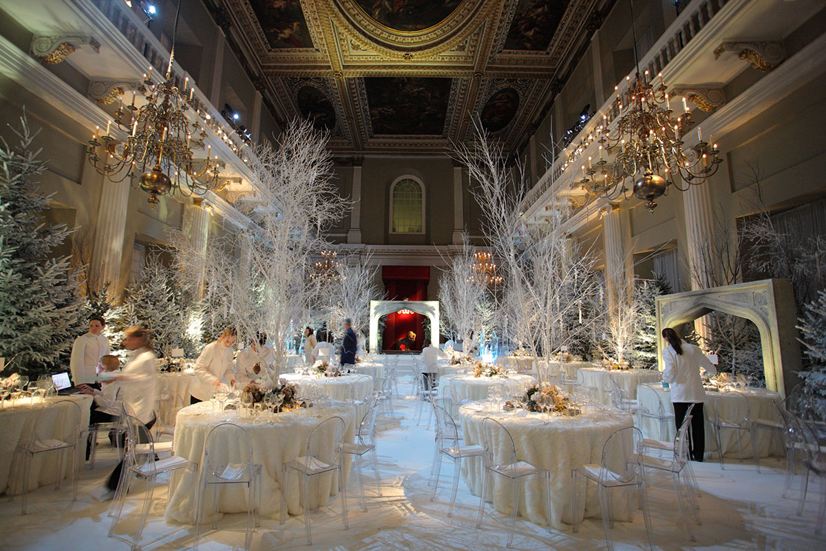Indoor banquet hall by Snow Business using Snow FX, Display snow and snow sparkle
