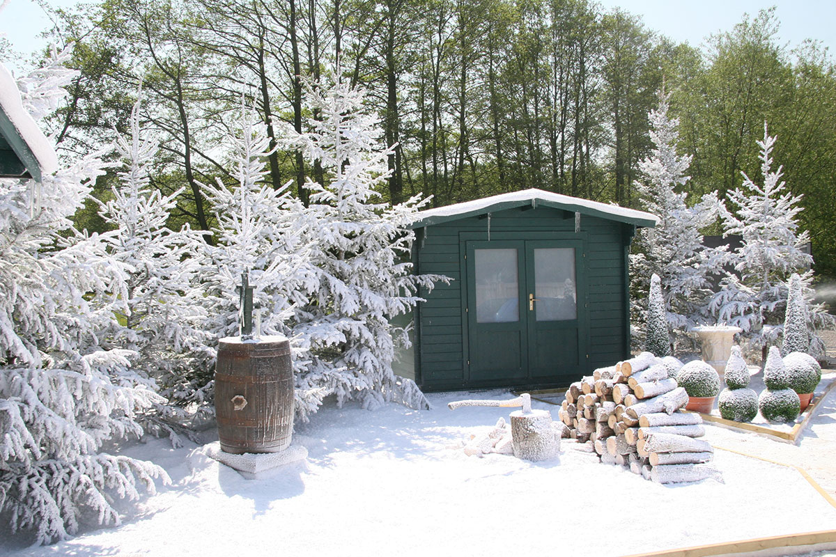 Fake laid snow and dressed trees by Snow Business